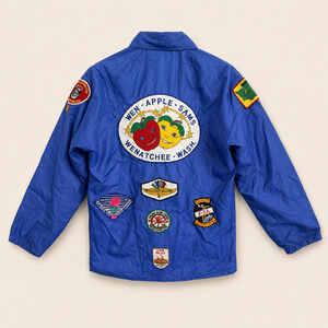 Vintage Sportsmaster Blue Patch Coach Jacket Nylon Snap Front USA Small